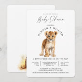 かわいいベビーライオン ベビーシャワー 男女どちらでも 招待状 (正面/裏面)