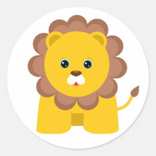 かわいいベビーライオン ラウンドシール