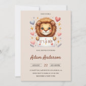 かわいいベビーライオン – 男の子サファリの赤ちゃんシャワー 招待状 (正面)