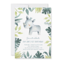 かわいいベビーライノセロストロピカルジャングル子供の誕生日