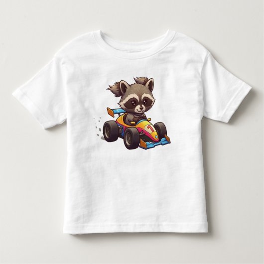 かわいいベビーラクーンレースカードライバー トドラーTシャツ (正面)