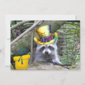 かわいいベビーラクーン誕生日フラットカード (正面)