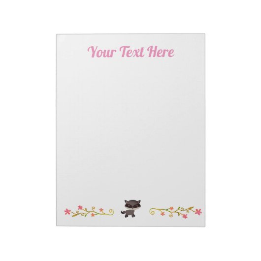 かわいいベビーラクーン(花つき) ノートパッド (回転)