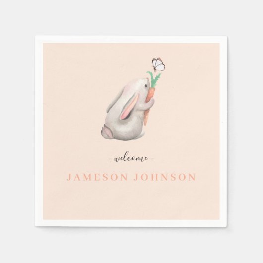 かわいいベビーラビットナプキンスパーティー スタンダードカクテルナプキン (正面)