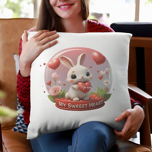 かわいいベビーラビットバレンタインハートラブ装飾用クッション クッション