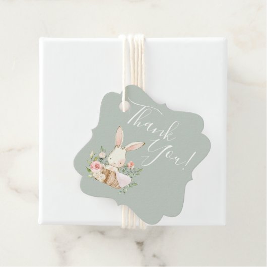 かわいいベビーラブバニーラビットベイビーシャワーありがとう フェイバータグ (インサイチュ)