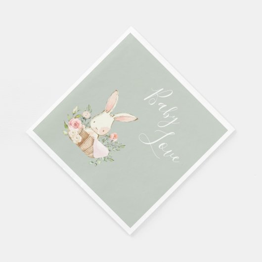 かわいいベビーラブバニーラビットベイビーシャワー スタンダードランチョンナプキン (角)