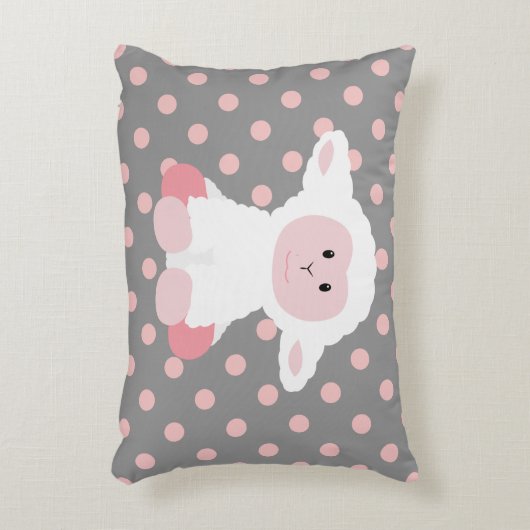 かわいいベビーラムと水玉模様 アクセントクッション (正面(垂直))