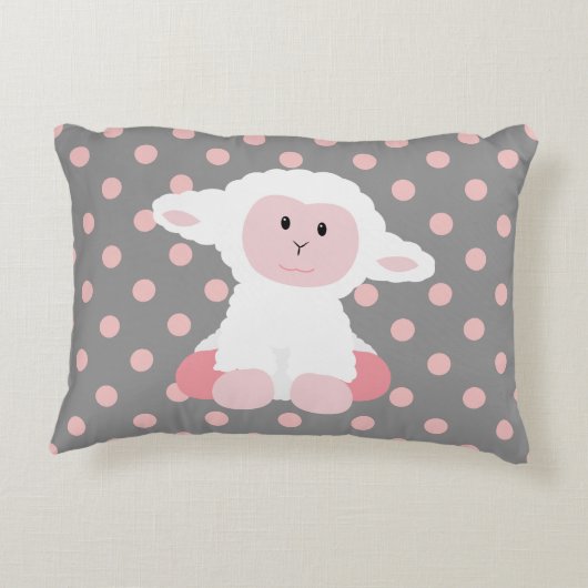 かわいいベビーラムと水玉模様 アクセントクッション (裏面)