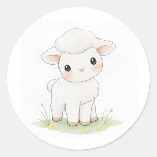 かわいいベビーラムウォーター色イラストレーションシール ラウンドシール