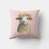 かわいいベビーラムファーム動物の水の色をパーソナライズ クッション (裏面)