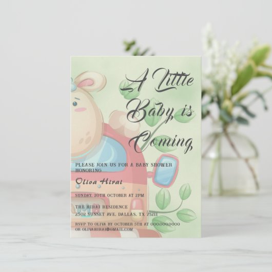 かわいいベビーラムベビーシャワー招待状 招待状 (スタンド正面)
