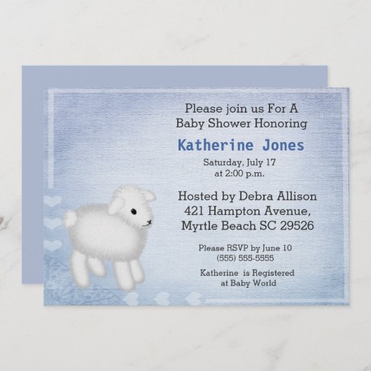 かわいいベビーラムベビーシャワー招待状 招待状 (正面/裏面)