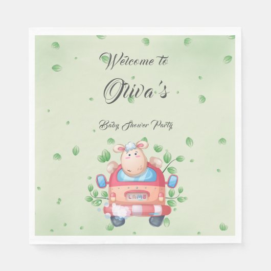 かわいいベビーラムベビーシャワー紙 スタンダードランチョンナプキン (正面)