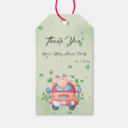 かわいいベビーラムベビーシャワー ギフトタグ (正面)