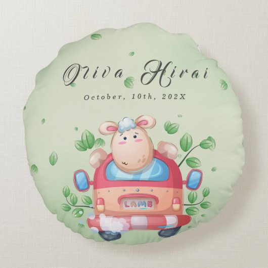 かわいいベビーラムベビーシャワー ラウンドクッション (裏面)