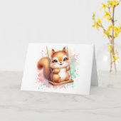 かわいいベビーリスお洒落リウッドランドウォーター色 カード (黄色い花)