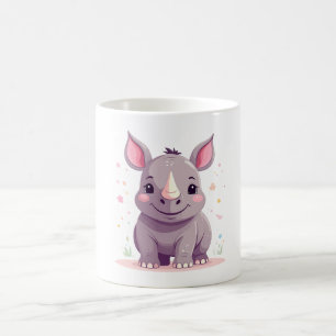 かわいいベビーリノカートゥーンイラストレーション コーヒーマグカップ