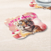 かわいいベビーリビールガールピンクベビートラ ペーパーコースター (アングル)