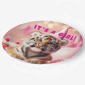 かわいいベビーリビールガールピンクベビートラ ペーパープレート (アングル)