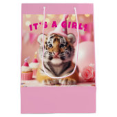 かわいいベビーリビールガールピンクベビートラ ミディアムペーパーバッグ (裏面)