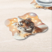 かわいいベビーリビールニュートラルイエローベビートラ ペーパーコースター (アングル)