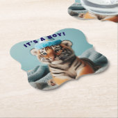 かわいいベビーリビールボーイーブルーベビータイガー ペーパーコースター (アングル)