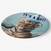 かわいいベビーリビールボーイーブルーベビータイガー ペーパープレート (アングル)