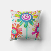 かわいいベビールームアート カラフルな花のイラスト クッション (裏面)