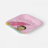 かわいいベビーレインゴムダッキー(アヒルちゃん)の傘ベビーシャワー ペーパープレート (傾斜あり)