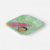 かわいいベビーレインゴムダッキー（アヒルちゃん）の傘ベビーシャワー ペーパープレート (傾斜あり)