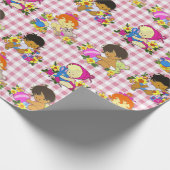 かわいいベビーレトロカラフルピンクプレイド ラッピングペーパー (角)