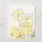 かわいいベビーレモネードシップとベビーシャワーを見る 招待状 (正面)