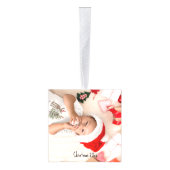 かわいいベビーロバとクリスマスツリー、カスタマイズ可能 キューブオーナメント (右)