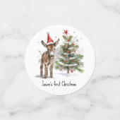 かわいいベビーロバとクリスマスツリー、カスタマイズ可能 コンフェッティ (スモール正面)