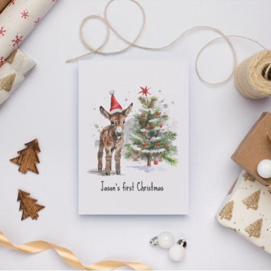 かわいいベビーロバとクリスマスツリー、カスタマイズ可能 ポストカード