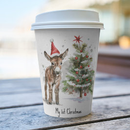 かわいいベビーロバとクリスマスツリー、カスタマイズ可能 紙コップ