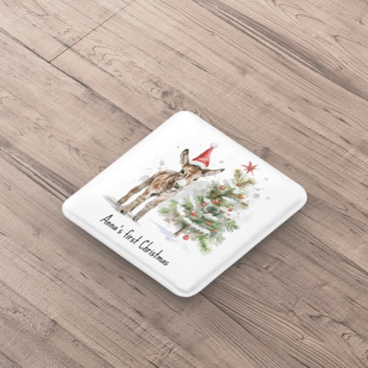 かわいいベビーロバとクリスマスツリー、カスタマイズ可能 缶バッジ