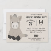 かわいいベビーロバ誕生日パーティーの招待状 招待状 (正面)