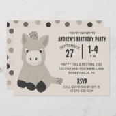 かわいいベビーロバ誕生日パーティーの招待状 招待状 (正面/裏面)