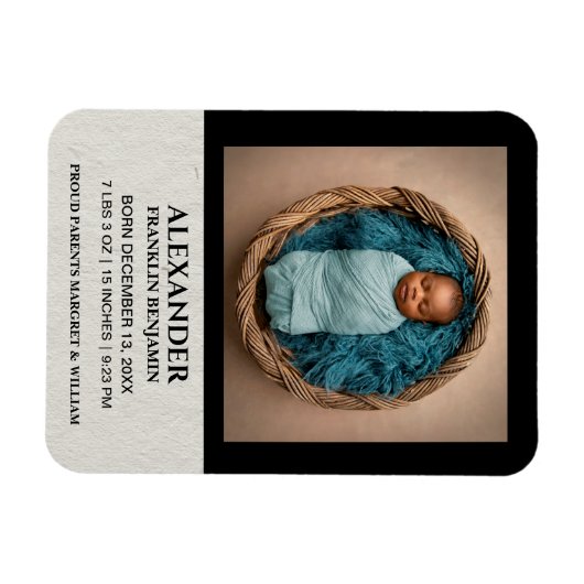 かわいいベビー乳児生まれたばかりの写真誕生パーソナライズ マグネット (横)