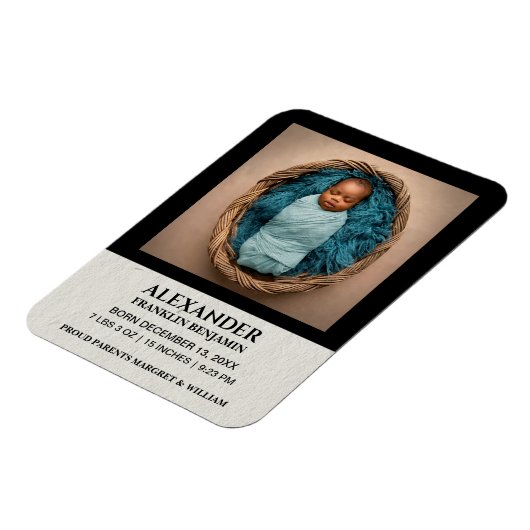 かわいいベビー乳児生まれたばかりの写真誕生パーソナライズ マグネット (左側)