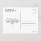 かわいいベビー写真バプテスマありがとう ポストカード (裏面)