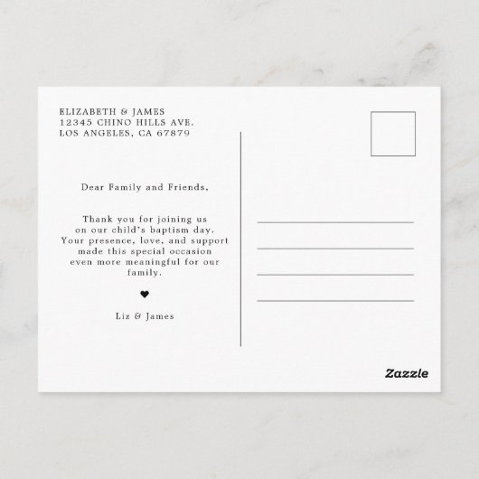 かわいいベビー写真バプテスマありがとう ポストカード