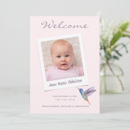 かわいいベビー写真モダンコラージュ誕生のお知らせ 案内状 (スタンド正面)