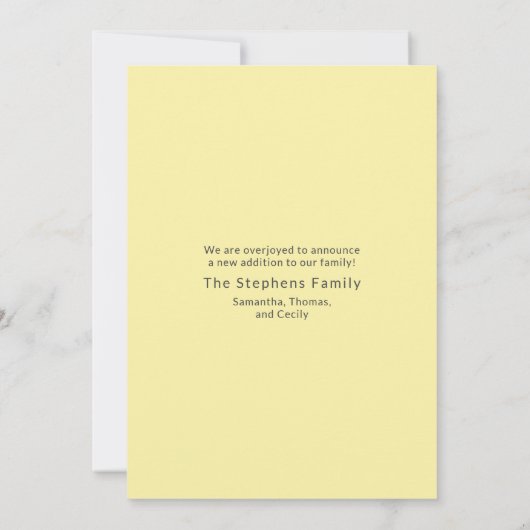 かわいいベビー写真誕生のお知らせ 案内状 (裏面)