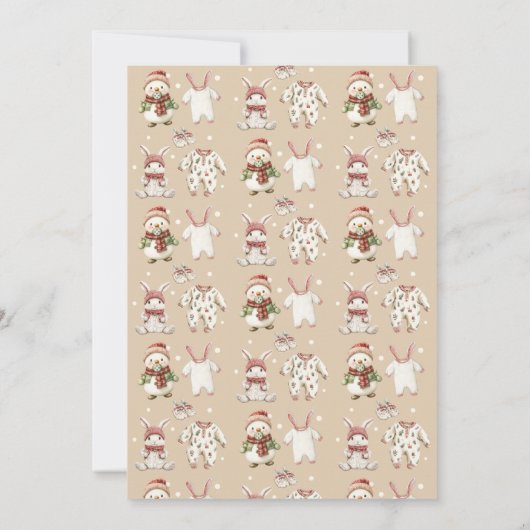 かわいいベビー冬の赤ちゃんシャワー外は寒い 招待状 (裏面)