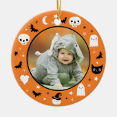 かわいいベビー初のハロウィンフォトオーナメント セラミックオーナメント (正面)