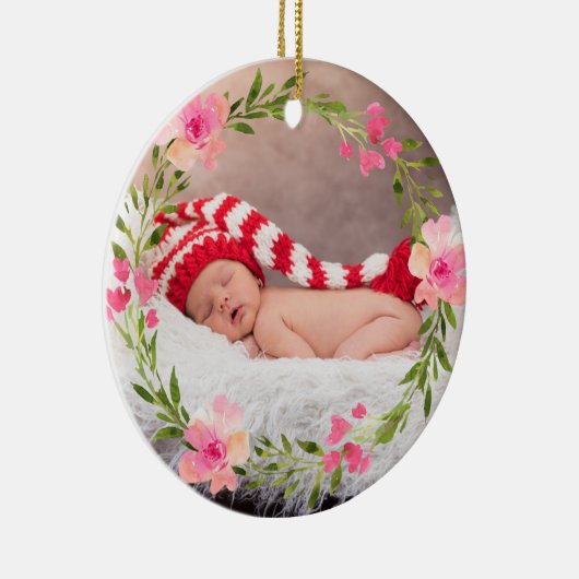 かわいいベビー初めてのクリスマスカスタムの写真 セラミックオーナメント (右)