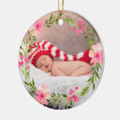 かわいいベビー初めてのクリスマスカスタムの写真 セラミックオーナメント (左)